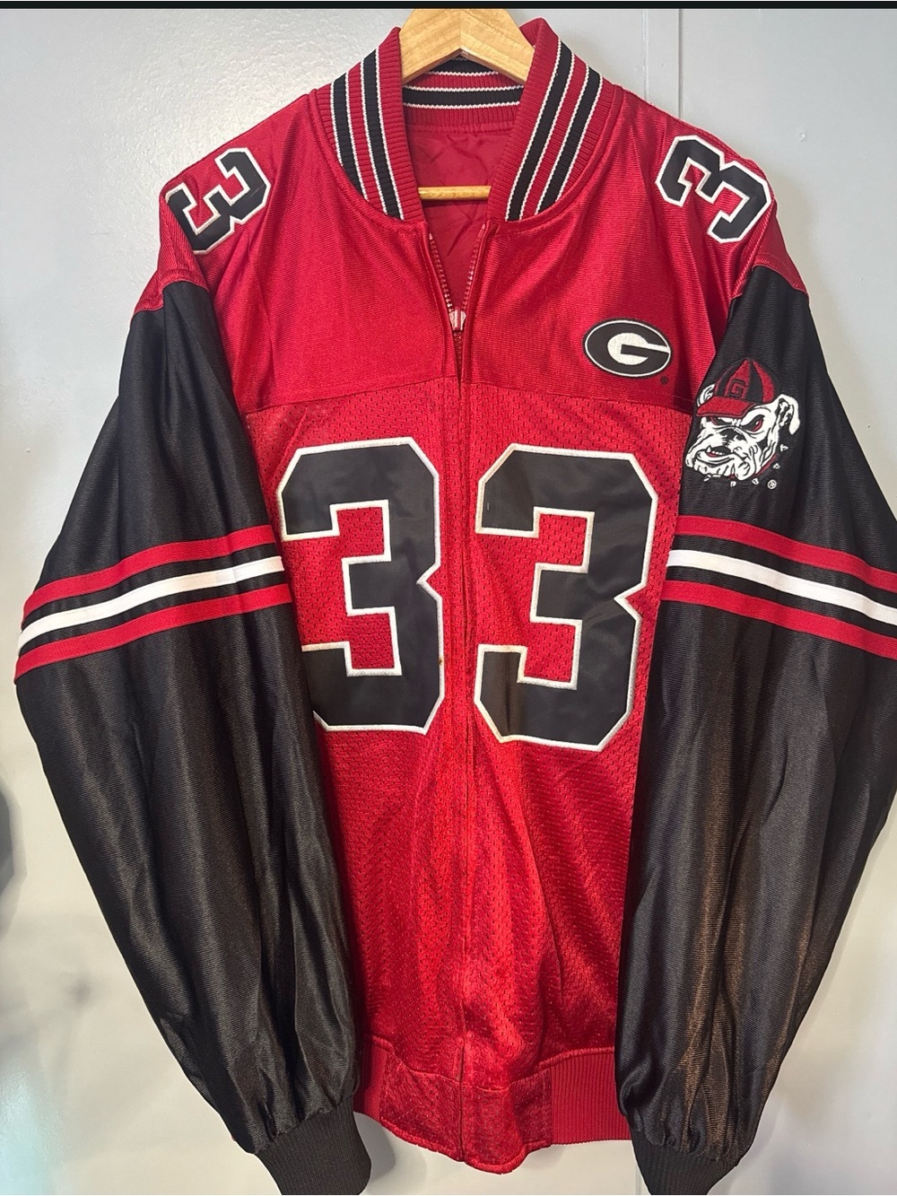 Georgia Bulldogs Red and Black Varsity Jacket - #33